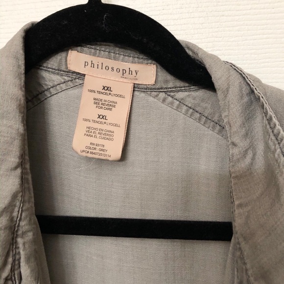 Philosophy Gray Button Down Tunic - Picture 4 of 5